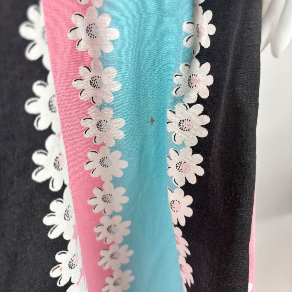 Vintage 50s Floral Skirt Women's Extra Small Pink Blue Cotton Print High Waist - Picture 8 of 10